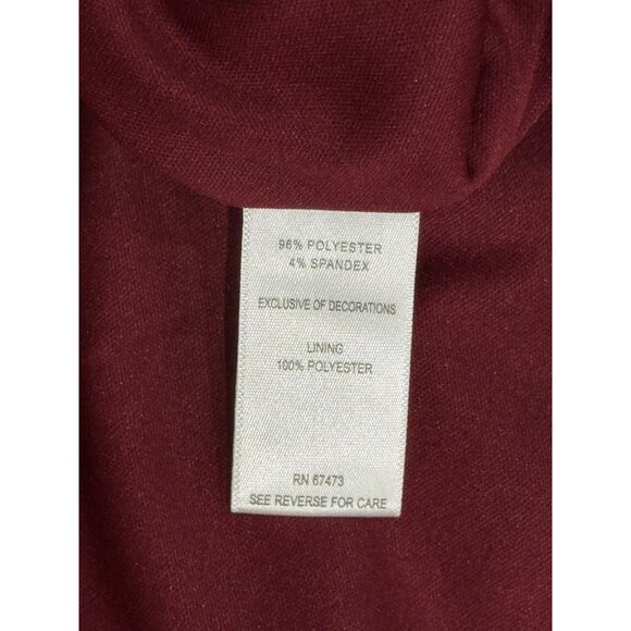 Taylor Womens Dress Size 10 Burgundy Black Lace Trim Tie Detail Mini Length - Picture 9 of 11